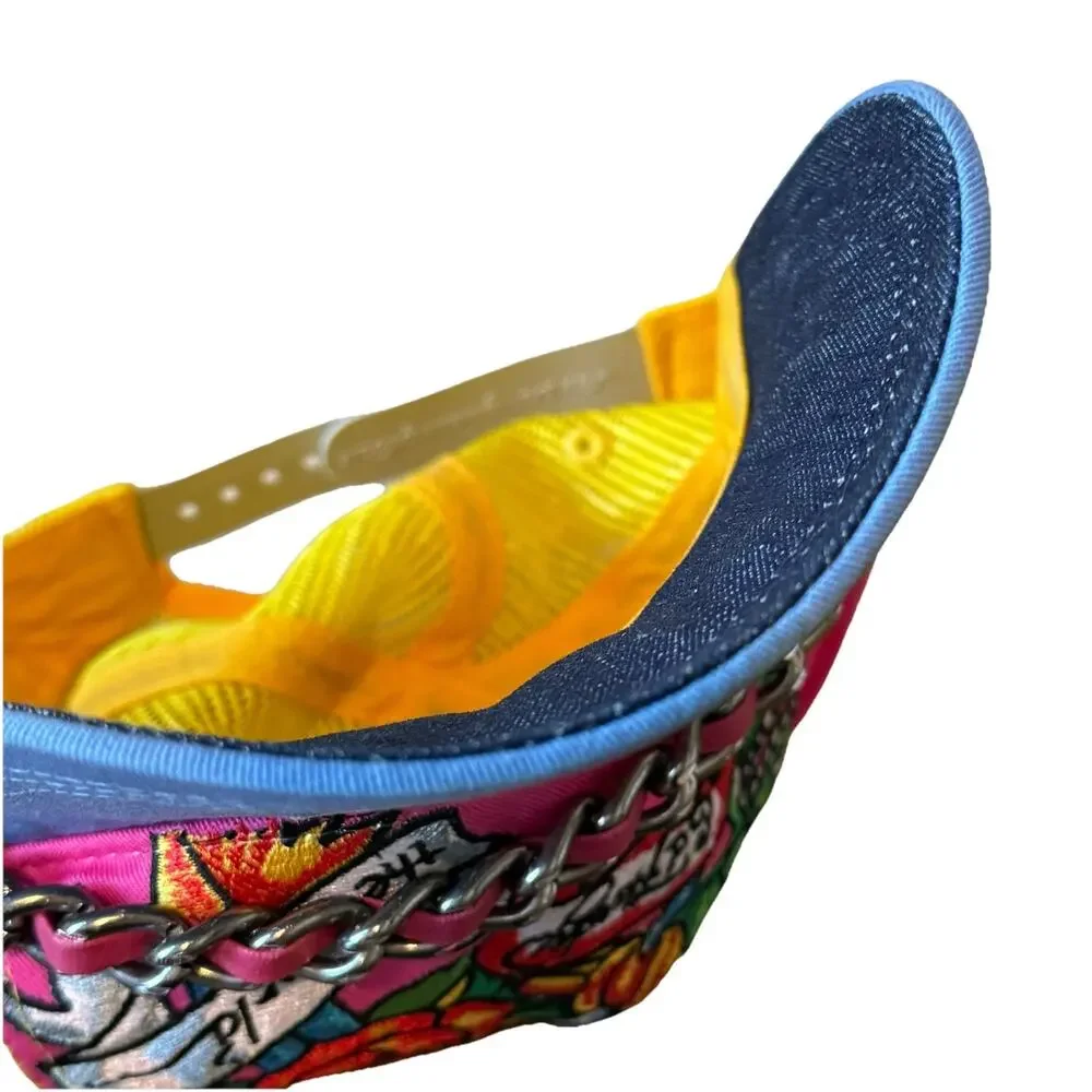 Ed Hardy for the World Hat Snap Back Blue Yellow Trucker Christian Audigier VTG